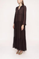 Brown Pleated wide cut dress 94027