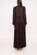 Brown Pleated wide cut dress 94027