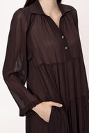 Brown Pleated wide cut dress 94027