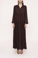 Brown Ecru Pleated wide cut dress 94027