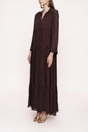 Brown Ecru Pleated wide cut dress 94027