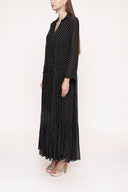 Black Beige Pleated wide cut dress 94027