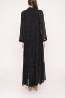 Black Beige Pleated wide cut dress 94027