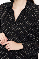 Black Beige Pleated wide cut dress 94027