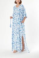 Blue Hooded loose-fitting dress 94028