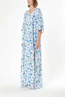 Blue Hooded loose-fitting dress 94028