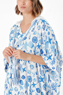 Blue Hooded loose-fitting dress 94028