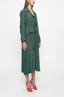 Green Shirt dress with piping and belt 94029