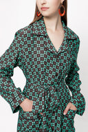 Green Shirt dress with piping and belt 94029