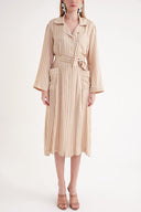 Beige Shirt dress with piping and belt 94029