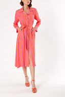 Pink Shirt dress with piping and belt 94029