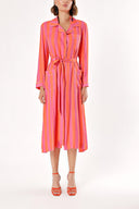 Pink Shirt dress with piping and belt 94029