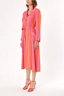 Pink Shirt dress with piping and belt 94029