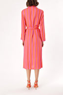 Pink Shirt dress with piping and belt 94029