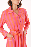 Pink Shirt dress with piping and belt 94029