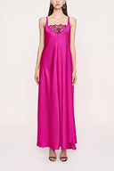 Fuchsia Pink Lace details viscose dress 94030