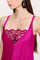 Fuchsia Pink Lace details viscose dress 94030