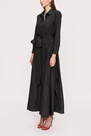 Antrasit Büzgülü Uzun Tafta Elbise 94032