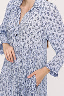 Blue Pleated wide cut dress 94033