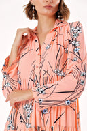 Salmon Pleated wide cut dress 94033