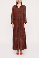 Black Orange Pleated wide cut dress 94033