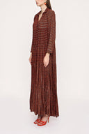 Black Orange Pleated wide cut dress 94033