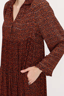 Black Orange Pleated wide cut dress 94033