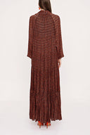 Black Orange Pleated wide cut dress 94033