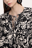 Black White Lace detailed dress 94035