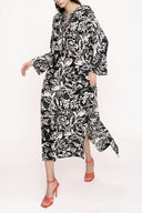 Black White Lace detailed dress 94035