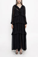 Black Pleated wide cut dress 94037