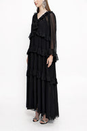 Black Pleated wide cut dress 94037