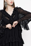 Black Pleated wide cut dress 94037