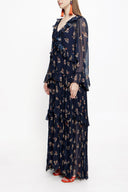 Navy Blue Pleated wide cut dress 94037