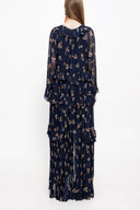 Navy Blue Pleated wide cut dress 94037