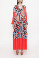 Red Pleated wide cut dress 94037