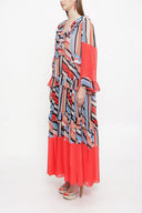 Red Pleated wide cut dress 94037