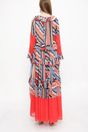 Red Pleated wide cut dress 94037