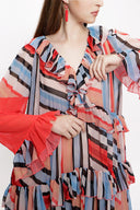 Red Pleated wide cut dress 94037