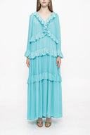 Turquoise Pleated wide cut dress 94037