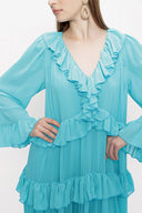 Turquoise Pleated wide cut dress 94037