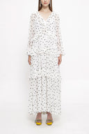 Ecru Pleated wide cut dress 94037