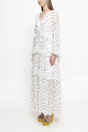 Ecru Pleated wide cut dress 94037