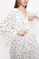 Ecru Pleated wide cut dress 94037