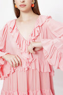 Pink Pleated wide cut dress 94037