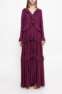 Burgundy Pleated wide cut dress 94037