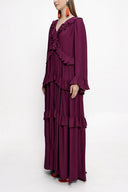 Burgundy Pleated wide cut dress 94037