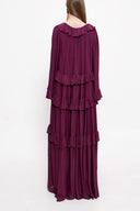 Burgundy Pleated wide cut dress 94037