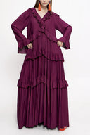 Burgundy Pleated wide cut dress 94037