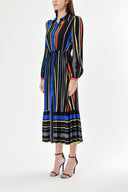 Striped Pleated shirt dress 94041